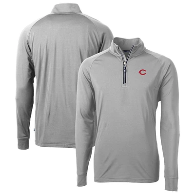 Men's Cutter & Buck Gray Cincinnati Reds Big Tall Adapt Eco Knit Stretch Recycled Quarter-Zip Pullover Top