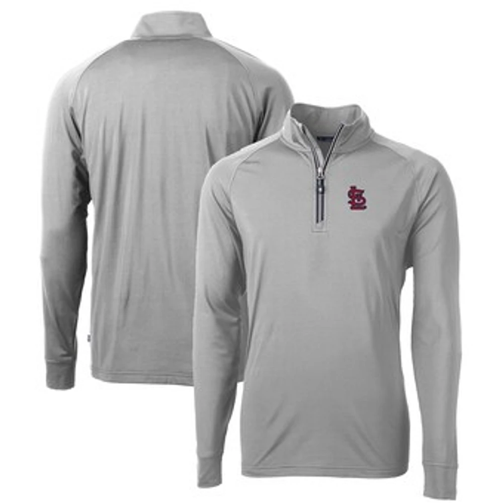 Men's Cutter & Buck Gray St. Louis Cardinals Big Tall Adapt Eco Knit Stretch Recycled Quarter-Zip Pullover Top