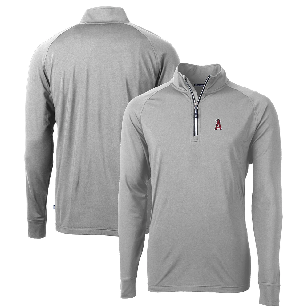 Men's Cutter & Buck Gray Los Angeles Angels Big Tall Adapt Eco Knit Stretch Recycled Quarter-Zip Pullover Top