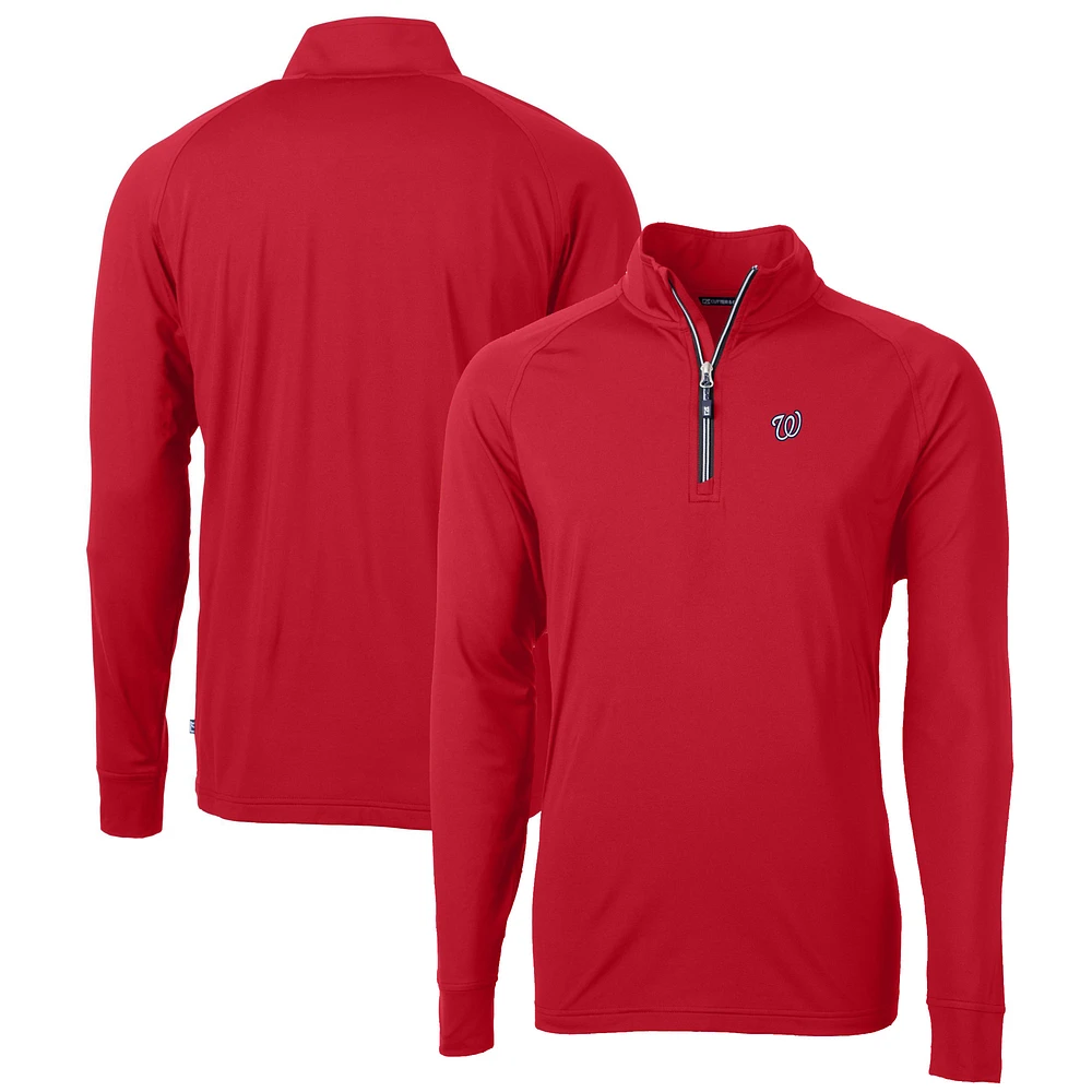 Men's Cutter & Buck Red Washington Nationals Big Tall Adapt Eco Knit Stretch Recycled Quarter-Zip Pullover Top