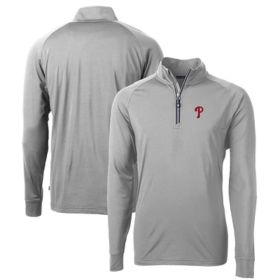 Men's Cutter & Buck Gray Philadelphia Phillies Big Tall Adapt Eco Knit Stretch Recycled Quarter-Zip Pullover Top