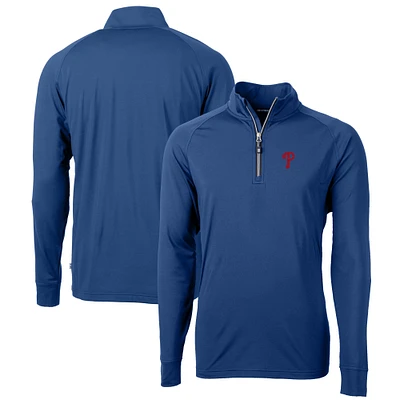 Men's Cutter & Buck Blue Philadelphia Phillies Big Tall Adapt Eco Knit Stretch Recycled Quarter-Zip Pullover Top