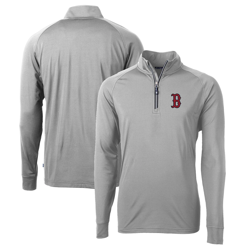 Men's Cutter & Buck Gray Boston Red Sox Big & Tall Adapt Eco Knit Stretch Recycled Quarter-Zip Pullover Top