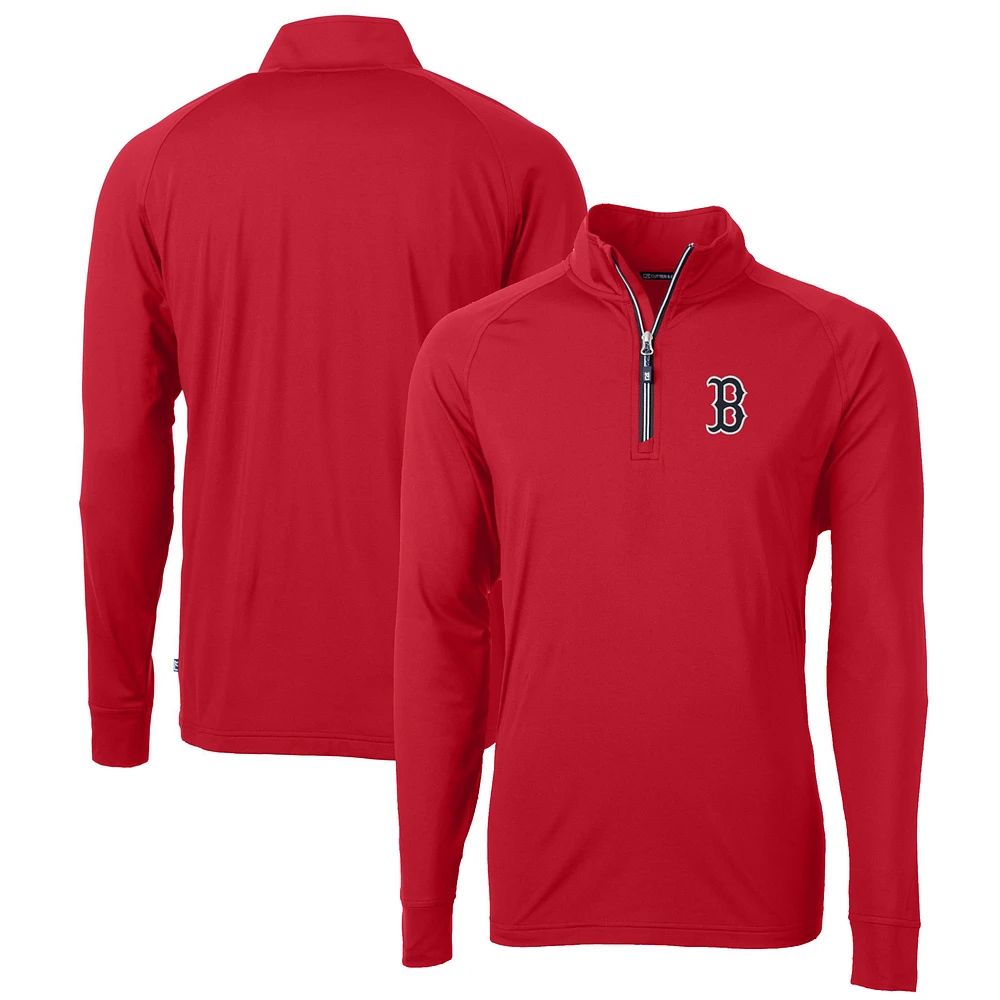 Men's Cutter & Buck Red Boston Sox Big Tall Adapt Eco Knit Stretch Recycled Quarter-Zip Pullover Top