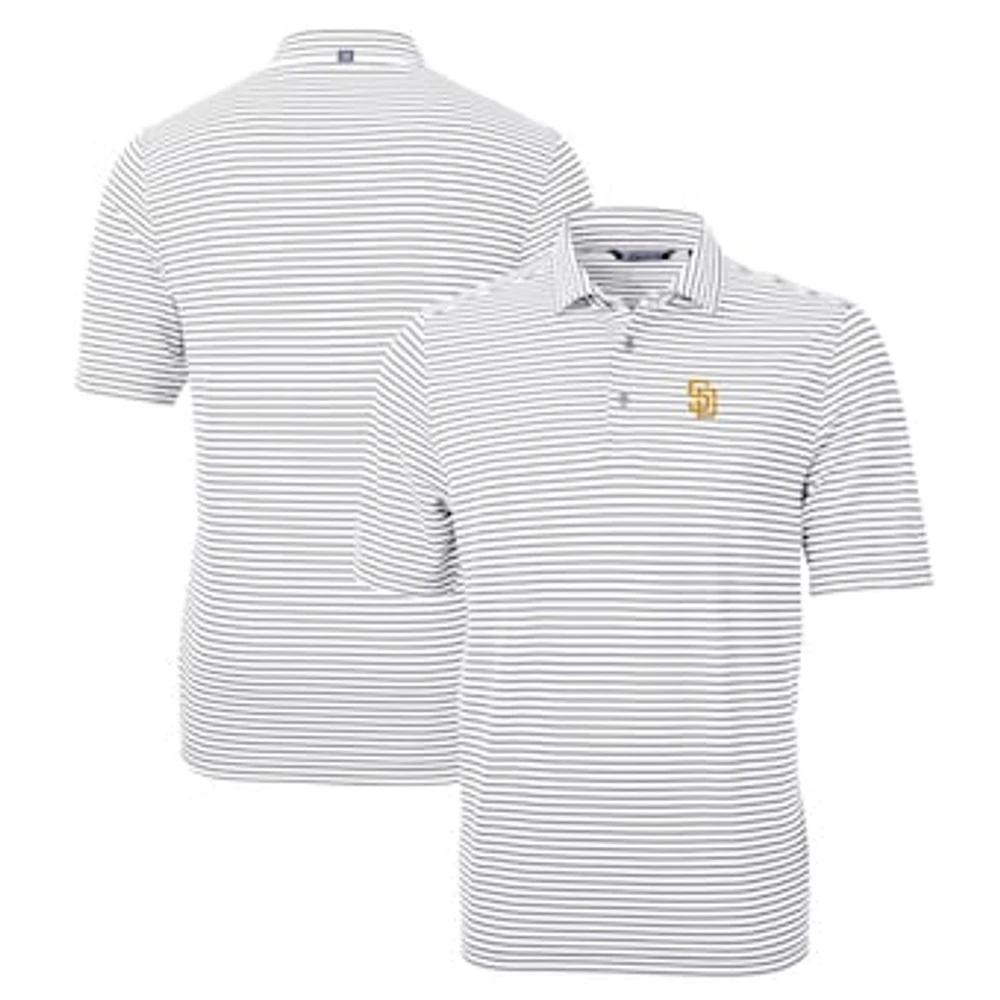 Men's Cutter & Buck Gray San Diego Padres Big Tall Virtue Eco Pique Stripe Recycled Polo
