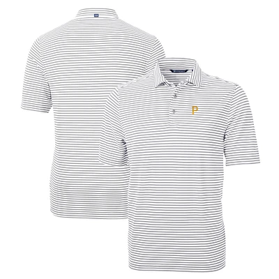 Men's Cutter & Buck Gray Pittsburgh Pirates Big Tall Virtue Eco Pique Stripe Recycled Polo