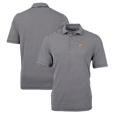 Men's Cutter & Buck Black Pittsburgh Pirates Big Tall Virtue Eco Pique Stripe Recycled DryTec Polo