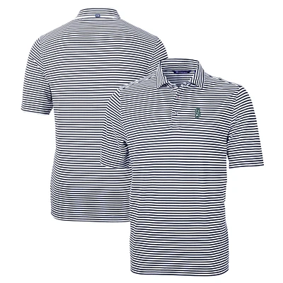 Men's Cutter & Buck Navy Seattle Mariners Big Tall Virtue Eco Pique Stripe Recycled DryTec Polo