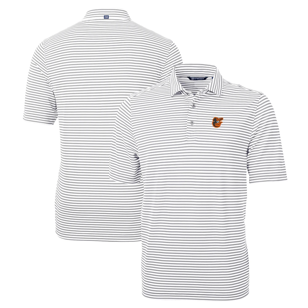 Men's Cutter & Buck Baltimore Orioles Big Tall Virtue Eco Pique Stripe Recycled DryTec Polo