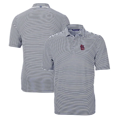 Men's Cutter & Buck Navy St. Louis Cardinals Big Tall Virtue Eco Pique Stripe Recycled Polo