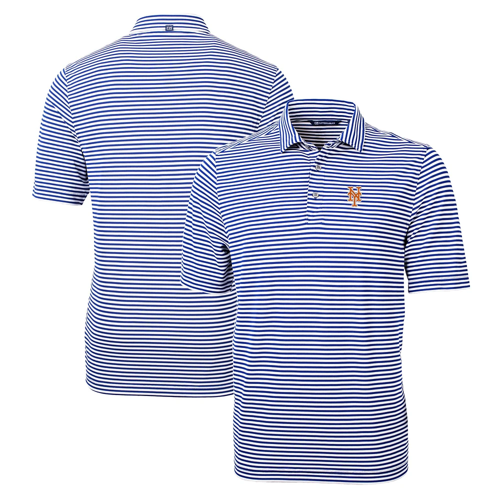Men's Cutter & Buck Royal New York Mets Big Tall Virtue Eco Pique Stripe Recycled Polo