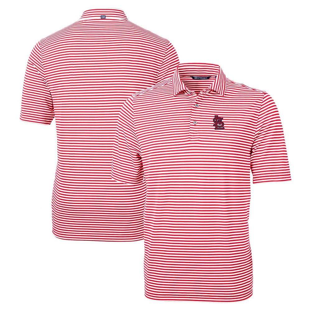 Men's Cutter & Buck Red St. Louis Cardinals Big & Tall Virtue Eco Pique Stripe Recycled Polo