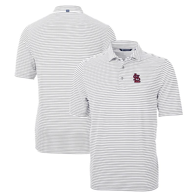 Men's Cutter & Buck Gray St. Louis Cardinals Big Tall Virtue Eco Pique Stripe Recycled Polo