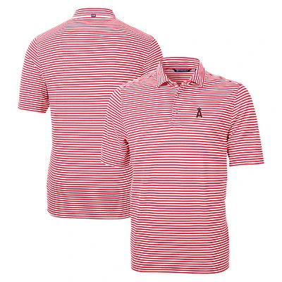 Men's Cutter & Buck Red Los Angeles Angels Big Tall Virtue Eco Pique Stripe Recycled Polo