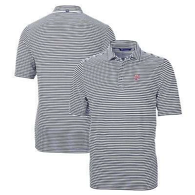 Men's Cutter & Buck Navy Washington Nationals Big Tall Virtue Eco Pique Stripe Recycled DryTec Polo