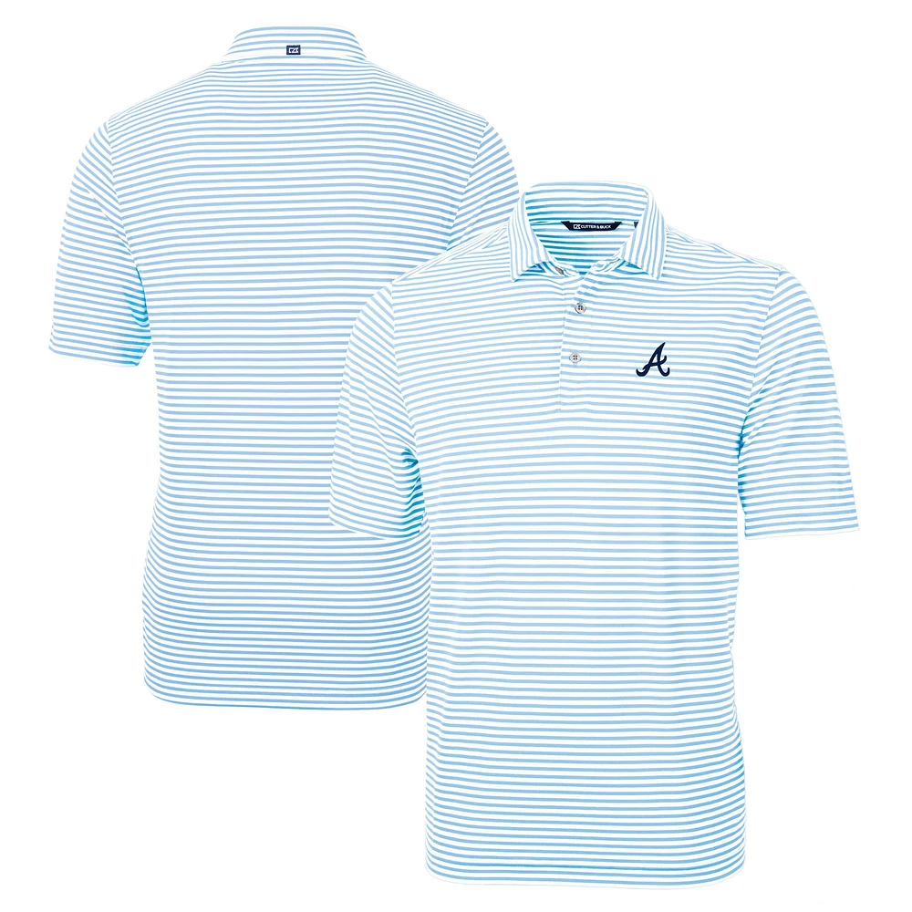 Men's Cutter & Buck Powder Blue Atlanta Braves Big Tall Virtue Eco Pique Stripe Recycled Polo