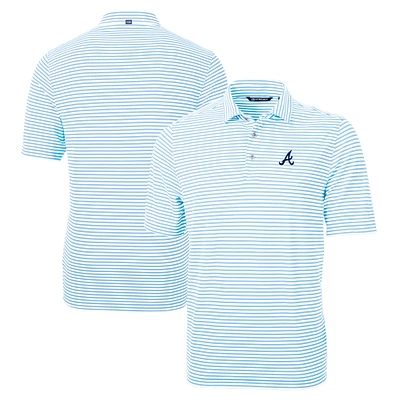 Men's Cutter & Buck Powder Blue Atlanta Braves Big Tall Virtue Eco Pique Stripe Recycled Polo