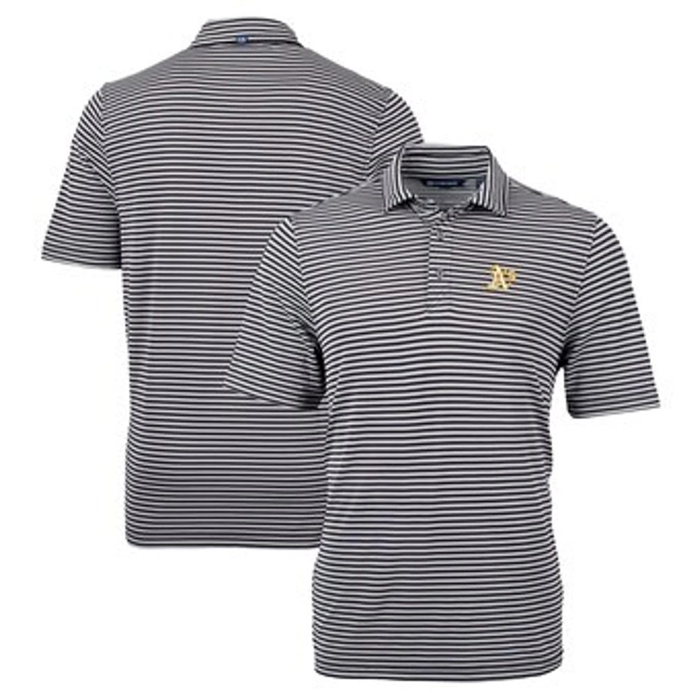 Men's Cutter & Buck Black Athletics Big Tall Virtue Eco Pique Stripe Recycled DryTec Polo