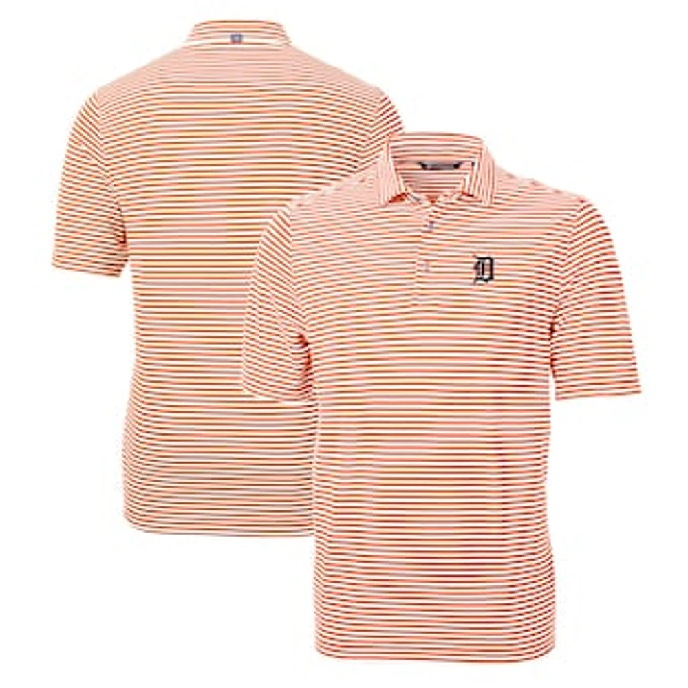 Men's Cutter & Buck Orange Detroit Tigers Big Tall Virtue Eco Pique Stripe Recycled Polo