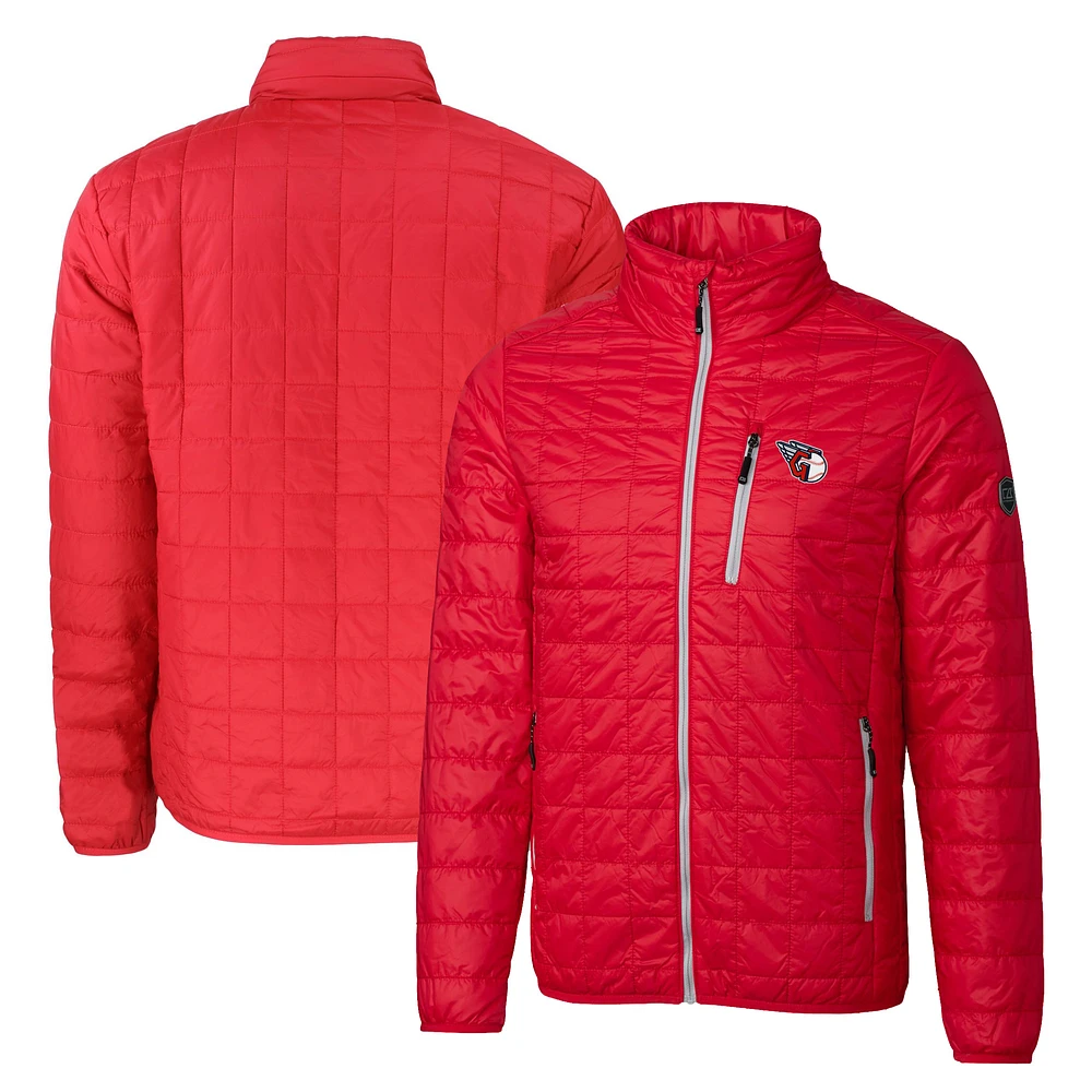 Men's Cutter & Buck Cleveland Guardians Big Tall Rainier PrimaLoft® Eco Insulated Full-Zip Hoodie Puffer Jacket