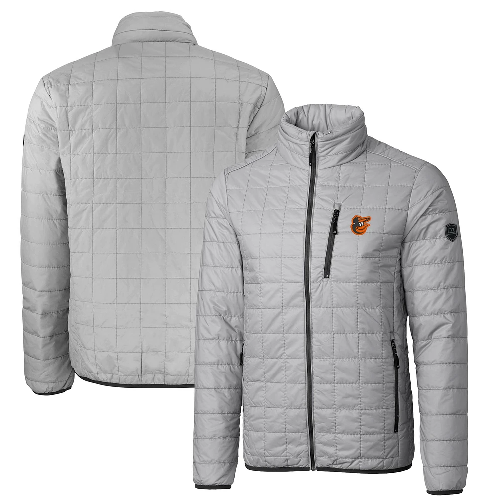 Men's Cutter & Buck Gray Baltimore Orioles Big Tall Rainier PrimaLoft® Eco Insulated Full-Zip Puffer Jacket