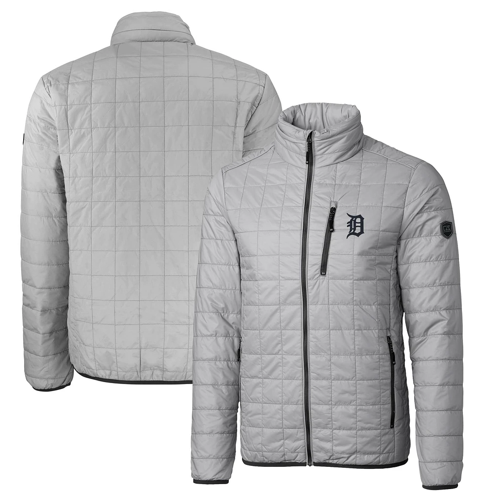 Men's Cutter & Buck Gray Detroit Tigers Big Tall Rainier PrimaLoft® Eco Insulated Full-Zip Puffer Jacket