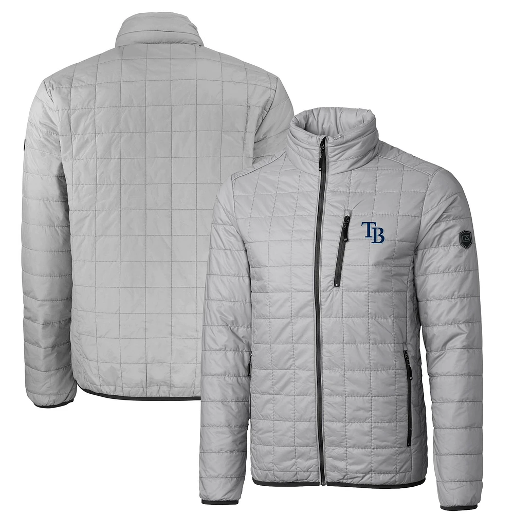 Men's Cutter & Buck Gray Tampa Bay Rays Big Tall Rainier PrimaLoft® Eco Insulated Full-Zip Puffer Jacket