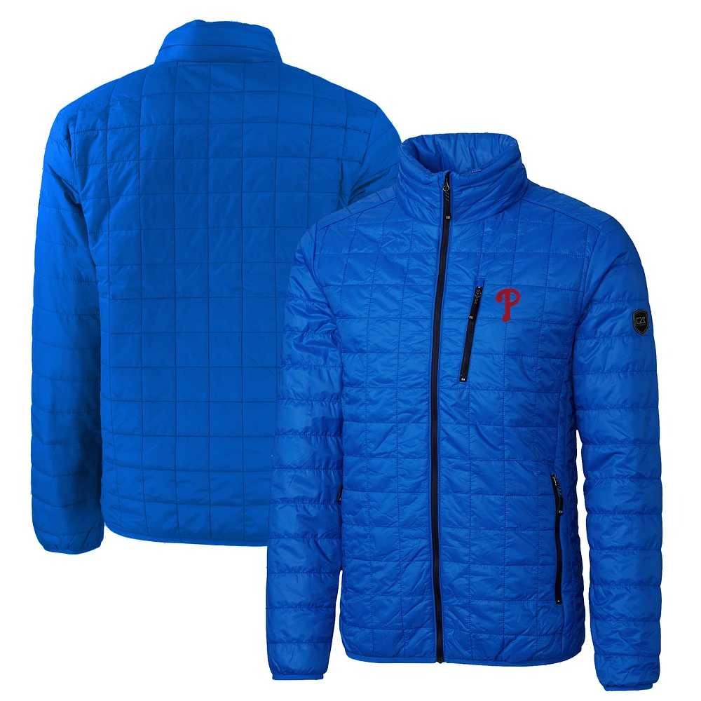Men's Cutter & Buck Royal Philadelphia Phillies Big Tall Rainier PrimaLoft® Eco Insulated Full-Zip Hoodie Puffer Jacket