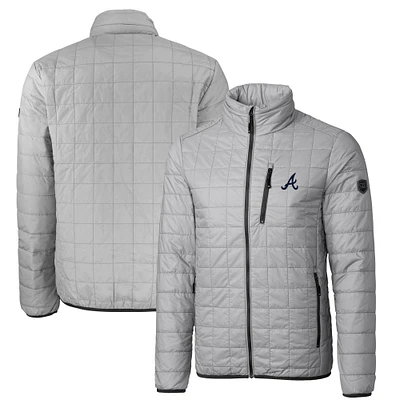 Men's Cutter & Buck Gray Atlanta Braves Big Tall Rainier PrimaLoft® Eco Insulated Full-Zip Puffer Jacket