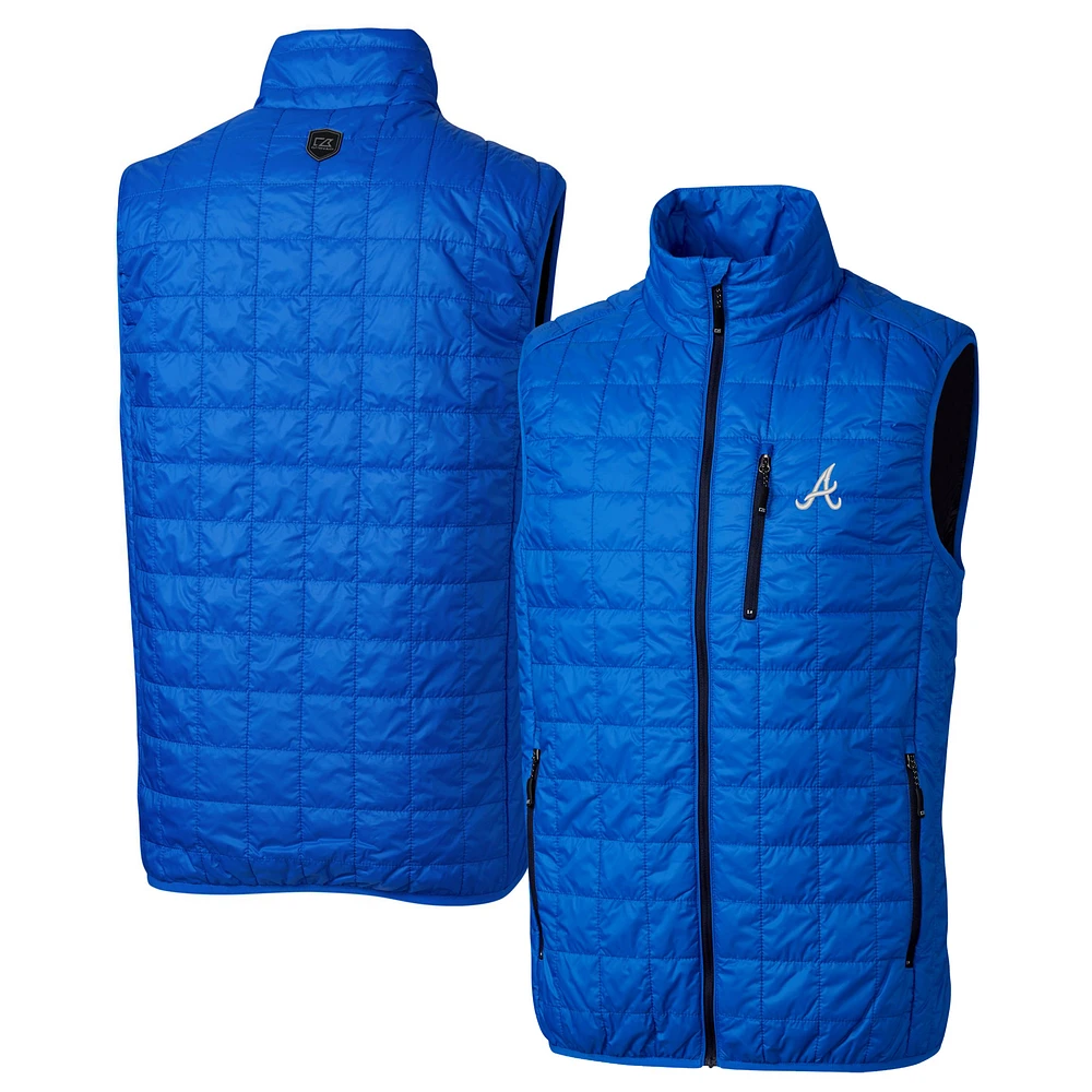 Men's Cutter & Buck Royal Atlanta Braves Big Tall Rainier PrimaLoft® Eco Insulated Full-Zip Puffer Vest