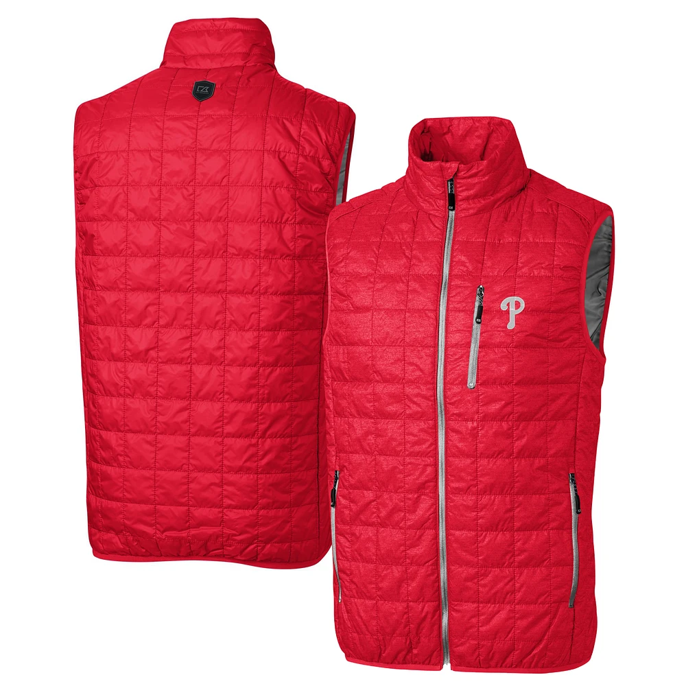 Men's Cutter & Buck Red Philadelphia Phillies Big Tall Rainier PrimaLoft® Eco Insulated Full-Zip Puffer Vest