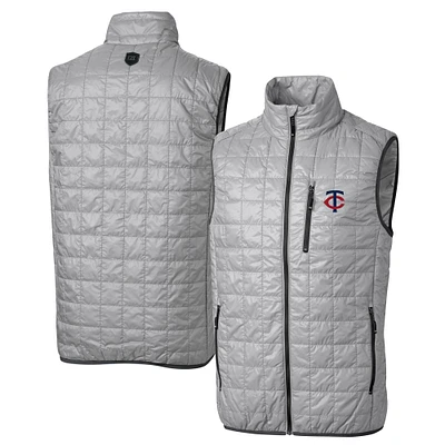 Men's Cutter & Buck Gray Minnesota Twins Big Tall Rainier PrimaLoft® Eco Insulated Full-Zip Puffer Vest