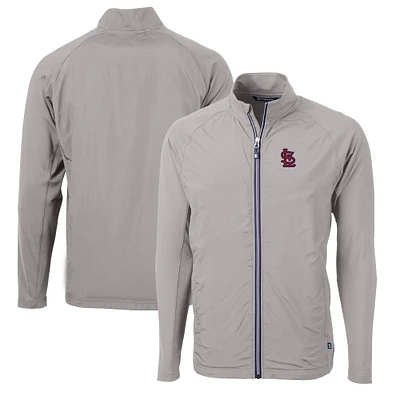 Men's Cutter & Buck Gray St. Louis Cardinals Big Tall Adapt Eco Knit Hybrid Recycled Full-Zip Jacket