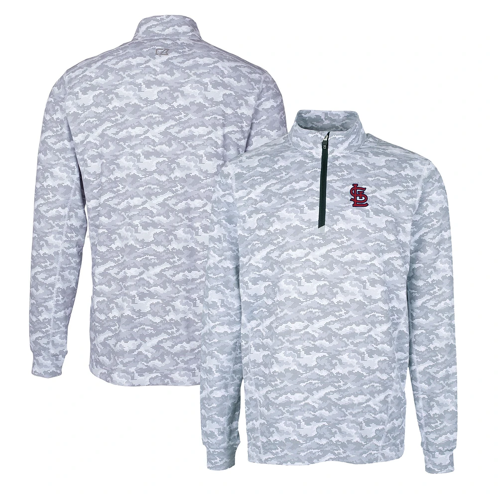 Men's Cutter & Buck Charcoal St. Louis Cardinals Big &Tall Traverse Stretch Eco Camo Print Quarter-Zip Top