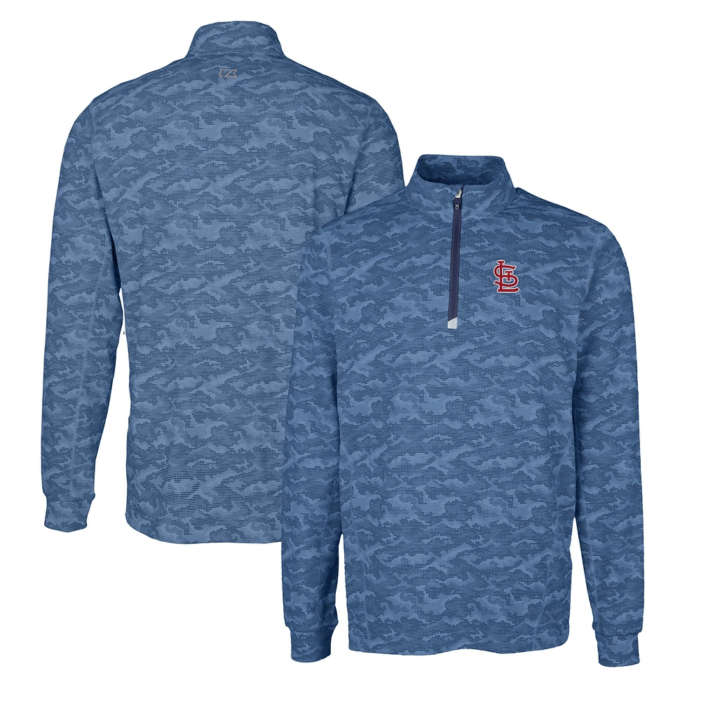 Men's Cutter & Buck Navy St. Louis Cardinals Big &Tall Traverse Stretch Eco Camo Print Quarter-Zip Top