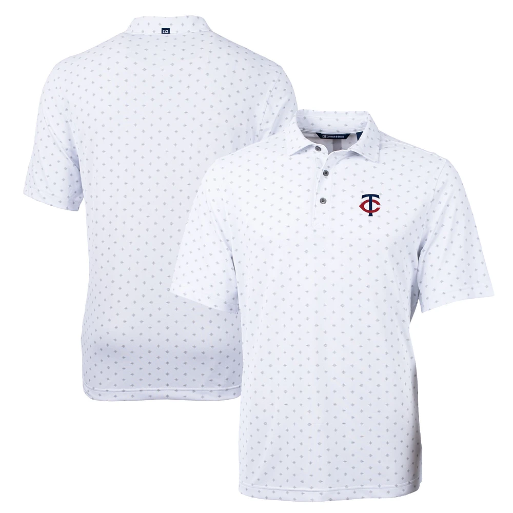 Men's Cutter & Buck White Minnesota Twins Big Tall Virtue Eco Pique Tile Polo