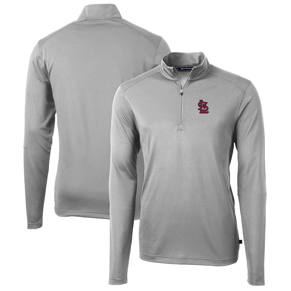 Men's Cutter & Buck Gray St. Louis Cardinals Big Tall Virtue Eco Pique Quarter-Zip Jacket