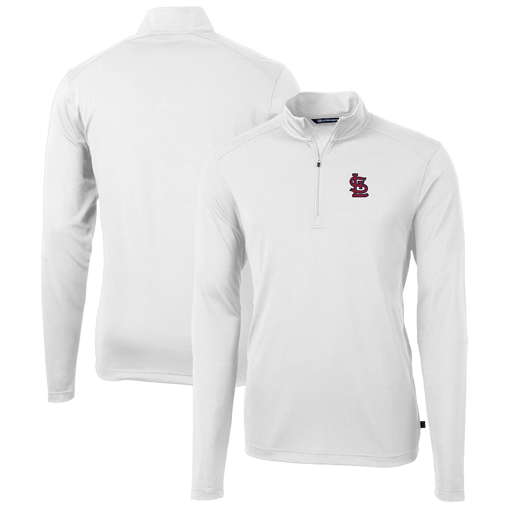 Men's Cutter & Buck White St. Louis Cardinals Big & Tall Virtue Eco Pique Quarter-Zip Jacket
