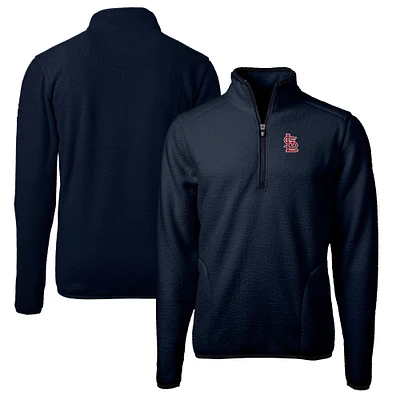 Men's Cutter & Buck Navy St. Louis Cardinals Big Tall Cascade Eco Fleece Quarter-Zip Jacket