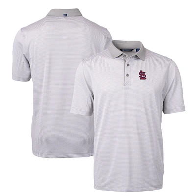 Men's Cutter & Buck Gray/White St. Louis Cardinals Big Tall Virtue Eco Pique Micro Stripe Recycled Polo