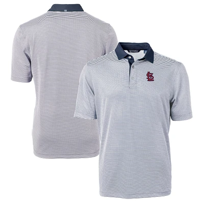 Men's Cutter & Buck Navy/White St. Louis Cardinals Big Tall Virtue Eco Pique Micro Stripe Recycled Polo