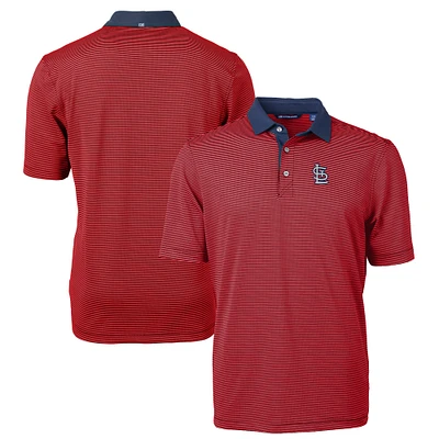 Men's Cutter & Buck Red/Navy St. Louis Cardinals Big Tall Virtue Eco Pique Micro Stripe Recycled Polo