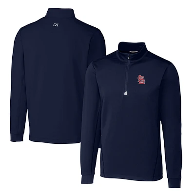 Men's Cutter & Buck Navy St. Louis Cardinals Big Tall Traverse Stretch Quarter-Zip Pullover Top