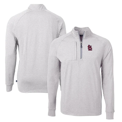 Men's Cutter & Buck Heather Gray St. Louis Cardinals Big Tall Adapt Eco Knit Quarter-Zip Pullover Top