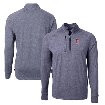 Men's Cutter & Buck Heather Navy St. Louis Cardinals Big Tall Adapt Eco Knit Quarter-Zip Pullover Top