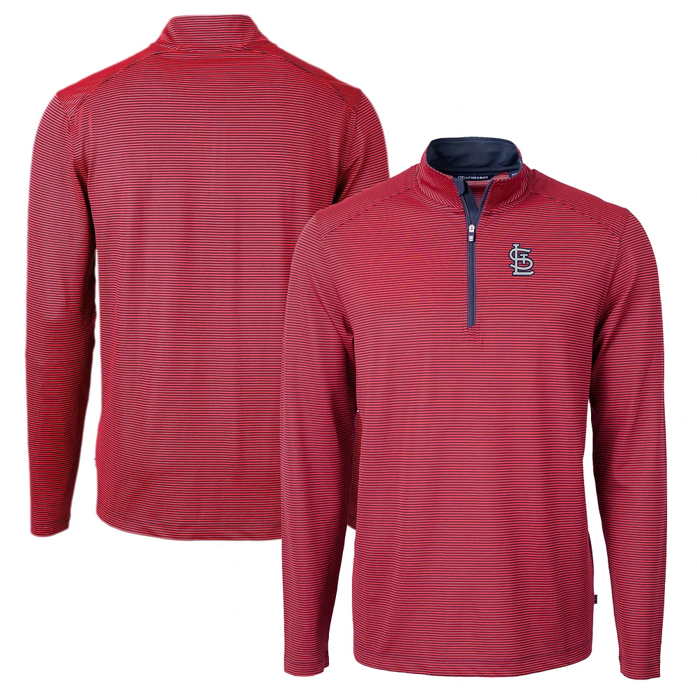 Men's Cutter & Buck St. Louis Cardinals Big Tall Virtue Eco Pique Micro Stripe Quarter-Zip Jacket