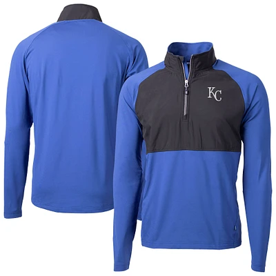 Men's Cutter & Buck Royal Kansas City Royals Adapt Eco Knit Hybrid Recycled Quarter-Zip Jacket