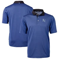 Men's Cutter & Buck Royal/Black Kansas City Royals Virtue Eco Pique Micro Stripe Recycled Polo