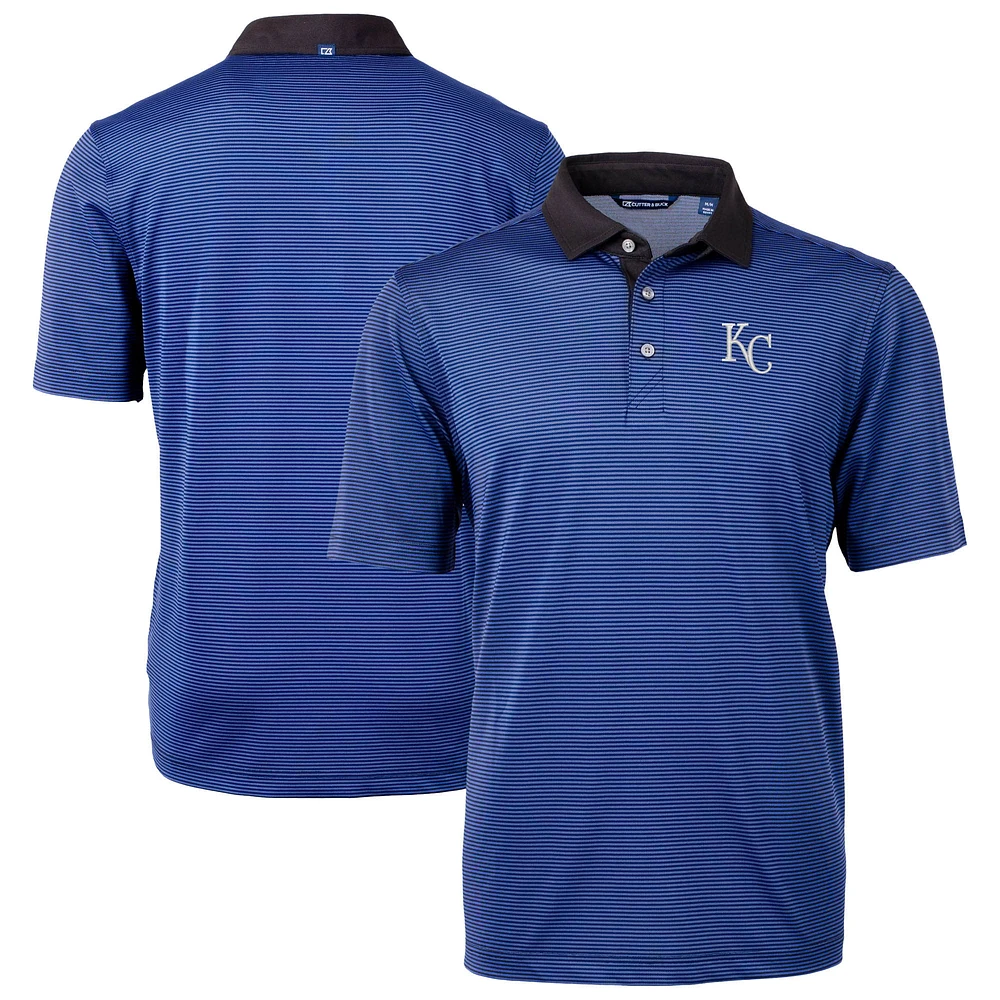 Men's Cutter & Buck Royal/Black Kansas City Royals Virtue Eco Pique Micro Stripe Recycled Polo
