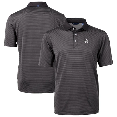 Men's Cutter & Buck Black/Gray Los Angeles Dodgers Virtue Eco Pique Micro Stripe Recycled Polo